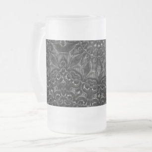 Charcoal Mandala   Frosted Glass Beer Mug