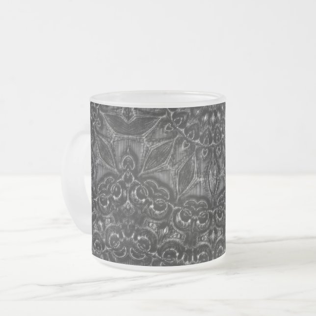 Charcoal Mandala   Frosted Glass Coffee Mug (Front Left)