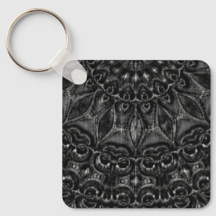Charcoal Mandala  Key Ring