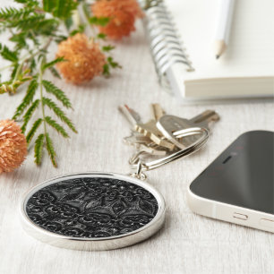 Charcoal Mandala Keychain