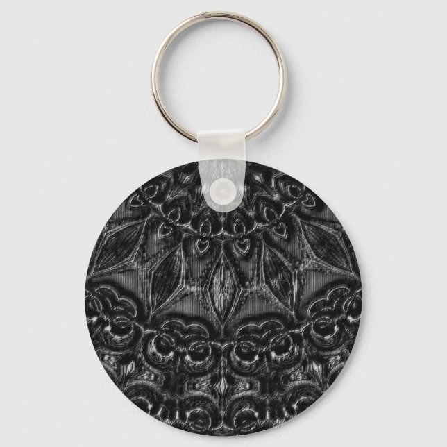 Charcoal Mandala  Keychain (Front)