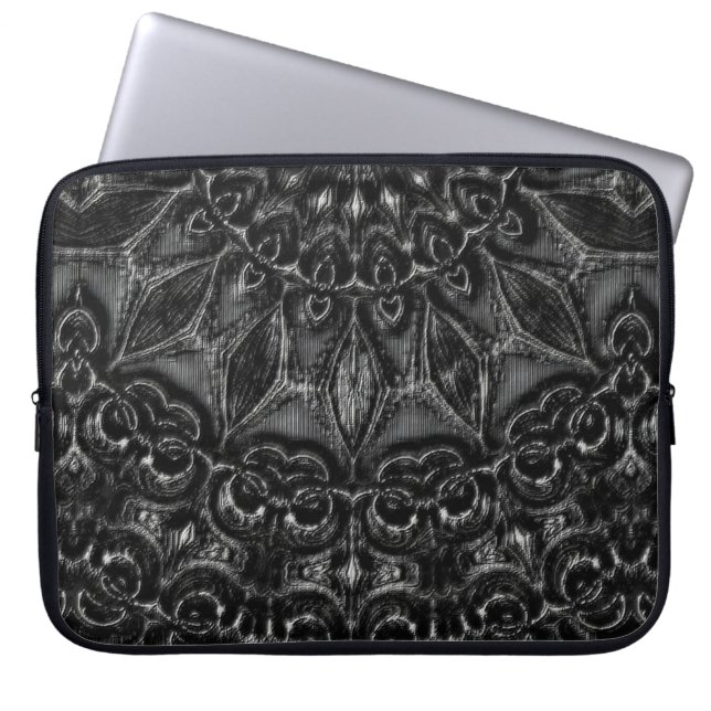 Charcoal Mandala  Laptop Sleeve (Front)