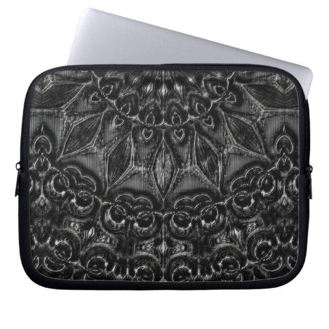 Charcoal Mandala  Laptop Sleeve (Front)