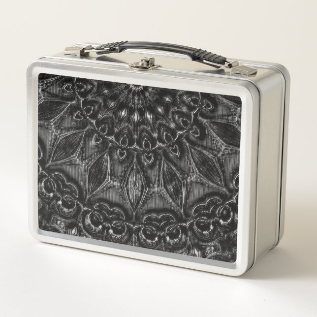 Charcoal Mandala  Metal Lunch Box (Front)