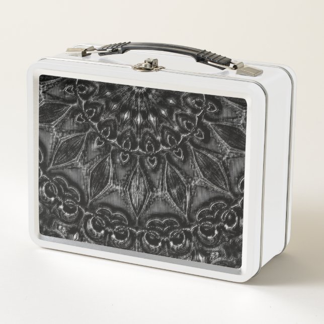 Charcoal Mandala  Metal Lunch Box (Front)