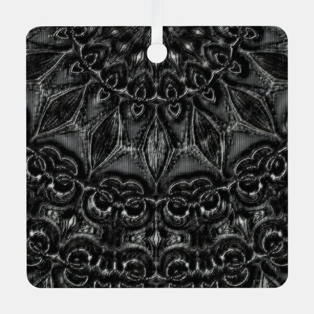 Charcoal Mandala   Metal Tree Decoration (Front)
