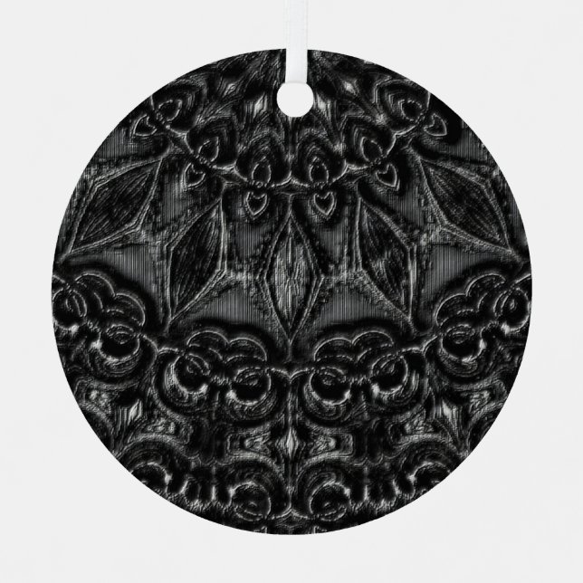Charcoal Mandala   Metal Tree Decoration (Front)