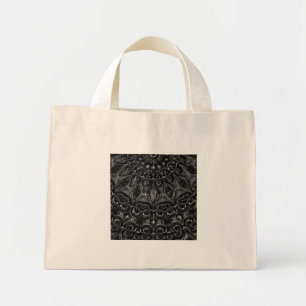 Charcoal Mandala Mini Tote Bag