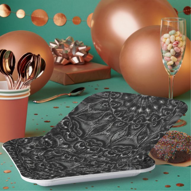 Charcoal Mandala  Paper Plates (Multi)