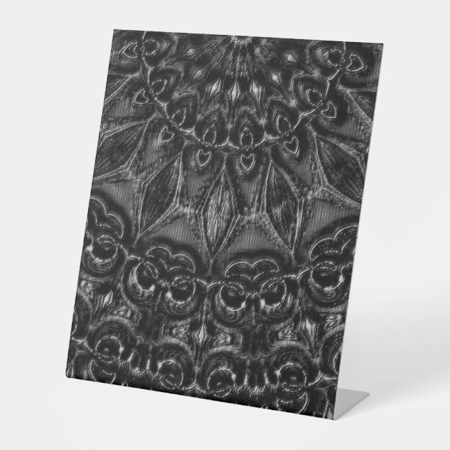 Charcoal Mandala  Pedestal Sign (Front)