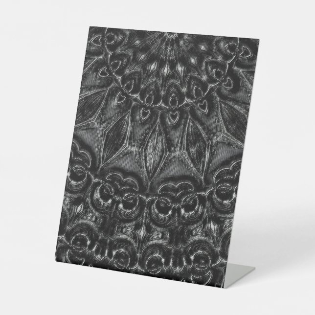 Charcoal Mandala  Pedestal Sign (Front)