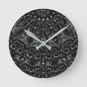 Charcoal Mandala Round Clock