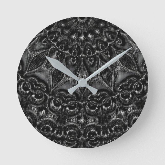 Charcoal Mandala   Round Clock (Front)
