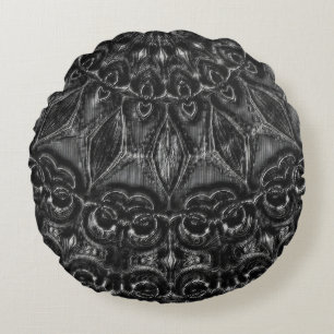Charcoal Mandala Round Pillow