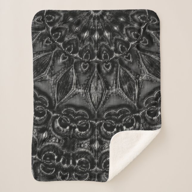 Charcoal Mandala  Sherpa Blanket (Front)