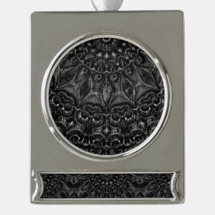 Charcoal Mandala Silver Plated Banner Ornament