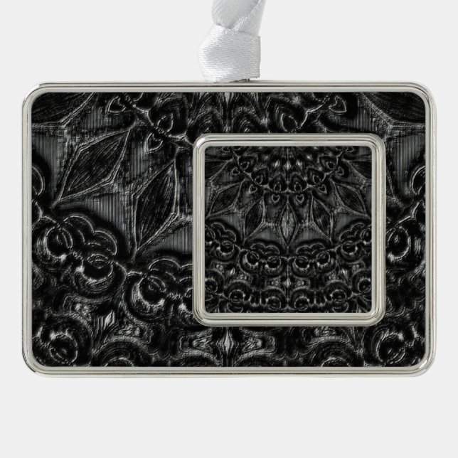 Charcoal Mandala Silver Plated Framed Ornament (Front)