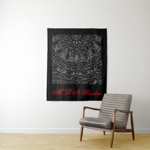 Charcoal Mandala  Tapestry