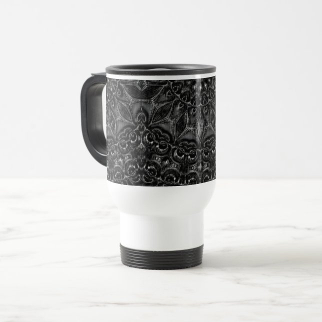 Charcoal Mandala   Travel Mug (Front Left)