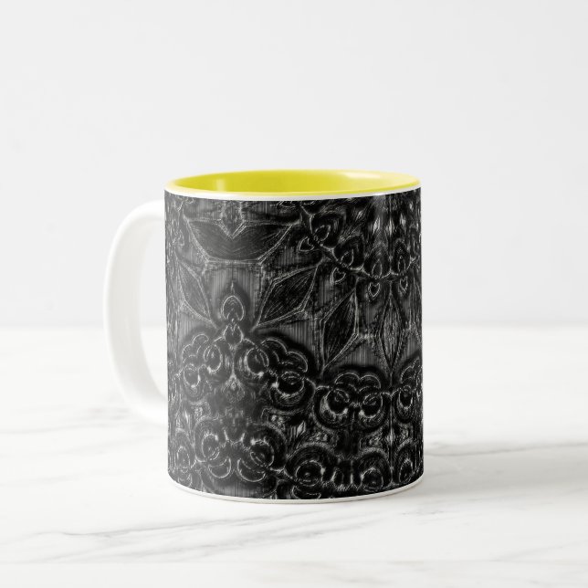 Charcoal Mandala   Two-Tone Coffee Mug (Front Left)