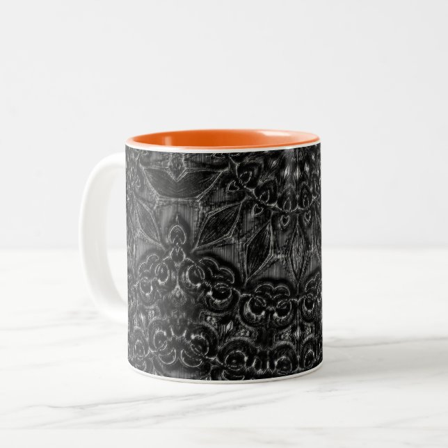 Charcoal Mandala   Two-Tone Coffee Mug (Front Left)