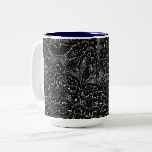 Charcoal Mandala   Two-Tone Coffee Mug (Front Left)
