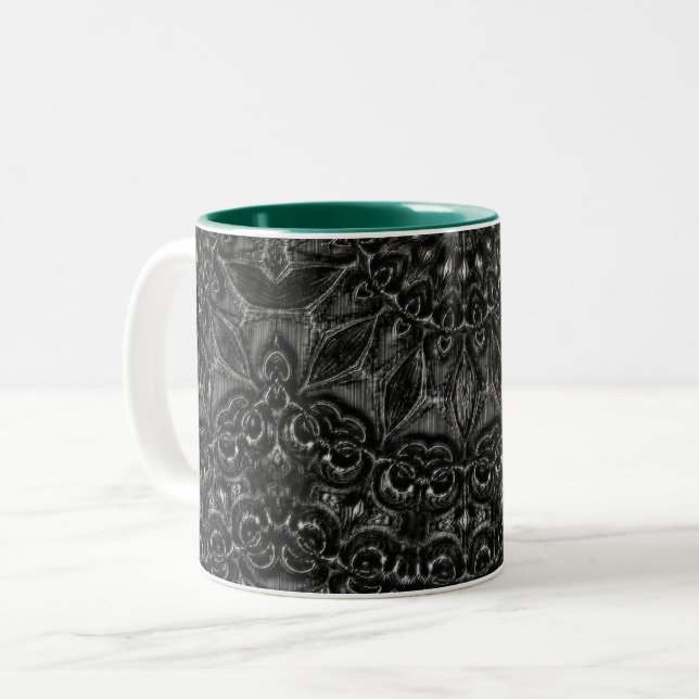 Charcoal Mandala   Two-Tone Coffee Mug (Front Left)