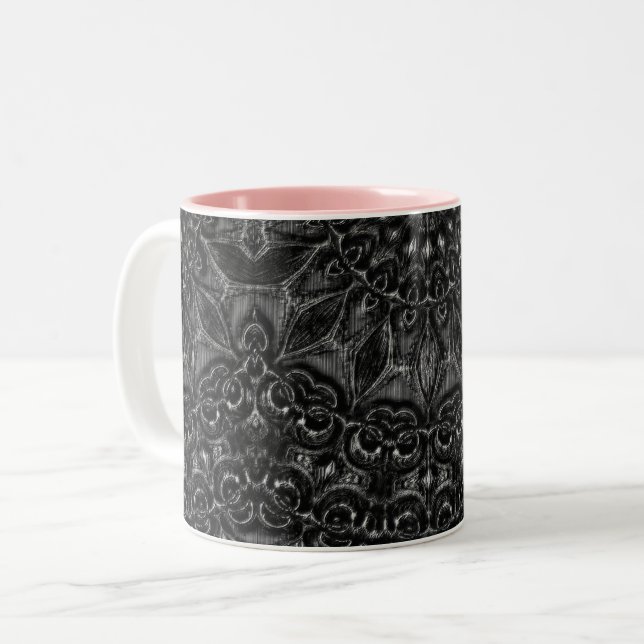 Charcoal Mandala   Two-Tone Coffee Mug (Front Left)