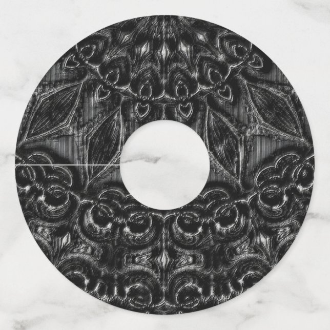 Charcoal Mandala  Wine Glass Tag (Front)