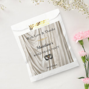 Charcoal Masquerade White Damask Gold Favour Bags