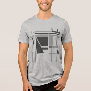 Charcoal Medium Grey MCM Style Geometric Abstract Tri-Blend Shirt