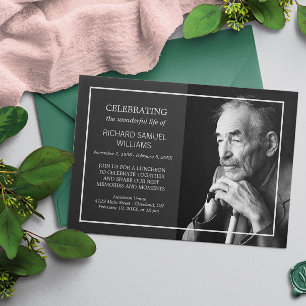 Charcoal Minimal Celebrating Life Custom Photo Invitation