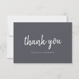 Charcoal minimalist handwritten thank you script card