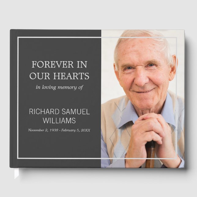 Charcoal Minimalist In Loving Memory Guest Book (Front)