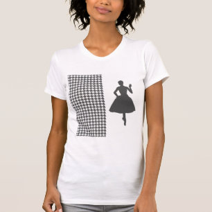 Charcoal Modern Houndstooth w/ Fashion Silhouette T-Shirt