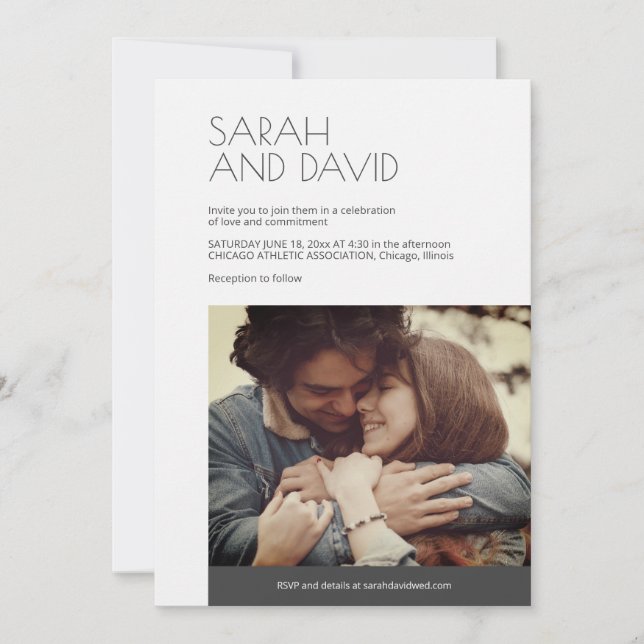 Charcoal • Modern Photo Wedding Invitation (Front)
