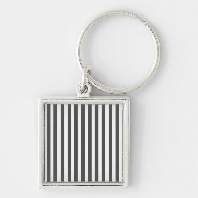 Charcoal Modern Stripes Key Ring (Front)