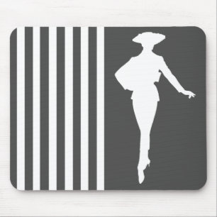 Charcoal Modern Stripes with fashion Silhouette Mouse Mat