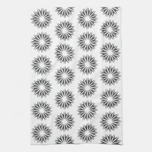 Charcoal Modern Sunbursts Tea Towel