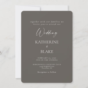 Charcoal Modern Wedding Rounded Invitation
