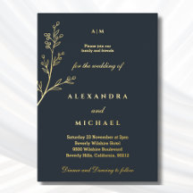 Charcoal Monogram Botanical Minimalist Gold