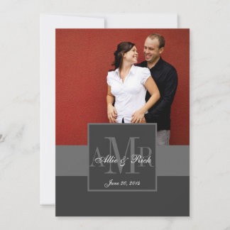 Charcoal Monogram Couple Photo Wedding Invitation