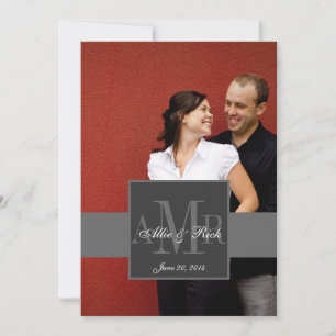 Charcoal Monogram Photo Wedding Invitation 2