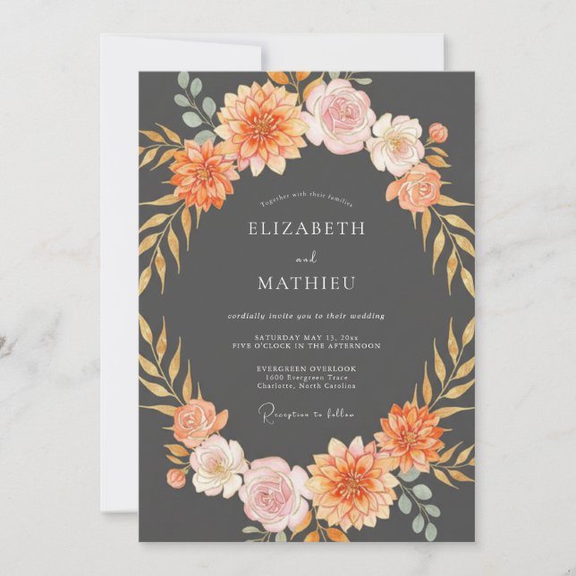 Charcoal Moody Autumnal Wedding Invitation (Front)