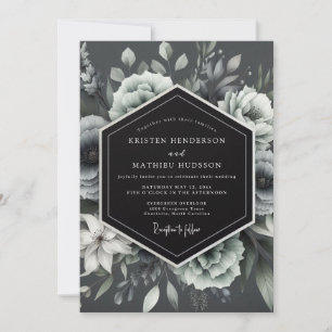 Charcoal Moonlit Flora Wedding Invitation