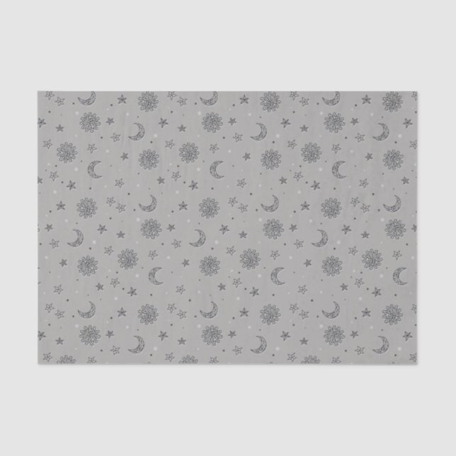 Charcoal Moons & Stars Tissue Paper (Front)