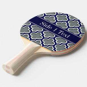 Charcoal Navy Wht Moroccan #5DS Navy Name Monogram Ping Pong Paddle
