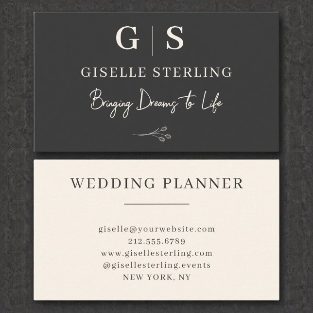 Charcoal Neutral Elegant Minimalist Monogram  Business Card (Creator Uploaded)