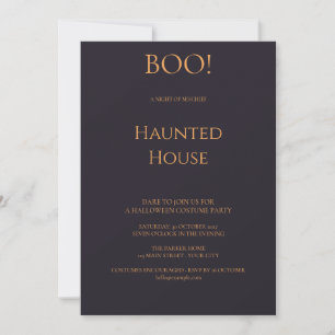 Charcoal Orange BOO Haunted House Halloween Party Invitation