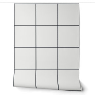 Charcoal Oversized Windowpane Grid Wallpaper